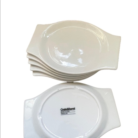 Crate & Barrel white porcelain handled appetizer plates-six - Picture 2 of 7